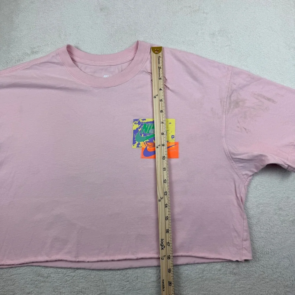Nike Graphic Cropped T-Shirt Loose Fit Large Distressed REWORKED!